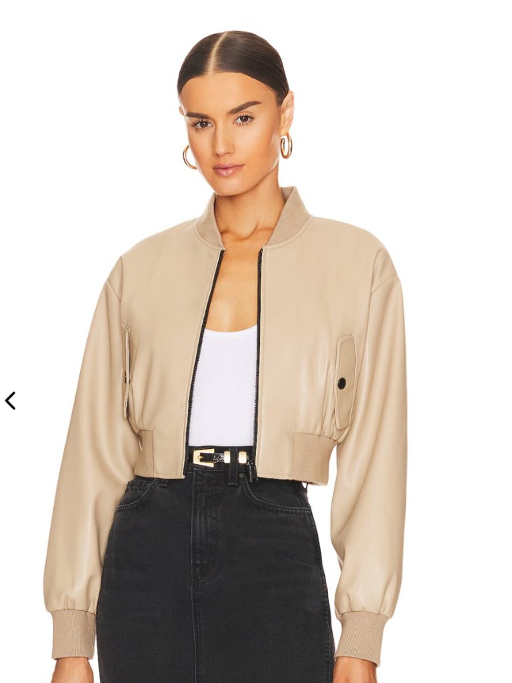 Lamarque Beige Cropped Bomber Jacket - Picture 4 of 8